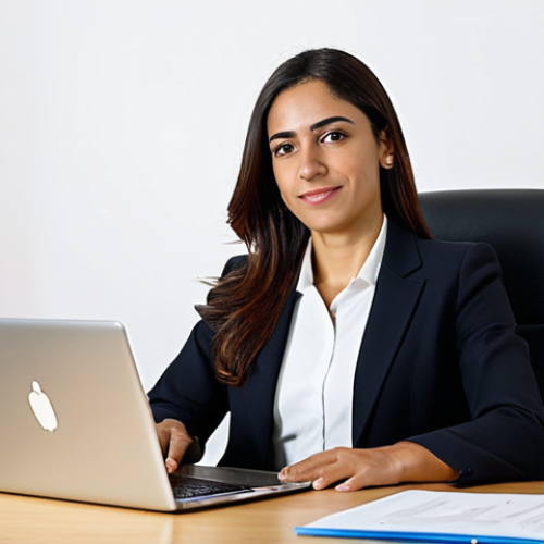 Home 17 HSK 시험의 실용성 평가 - Business Professional**
"A Hispanic businesswoman in a modern office in Madrid, Spain, wearing a pr...