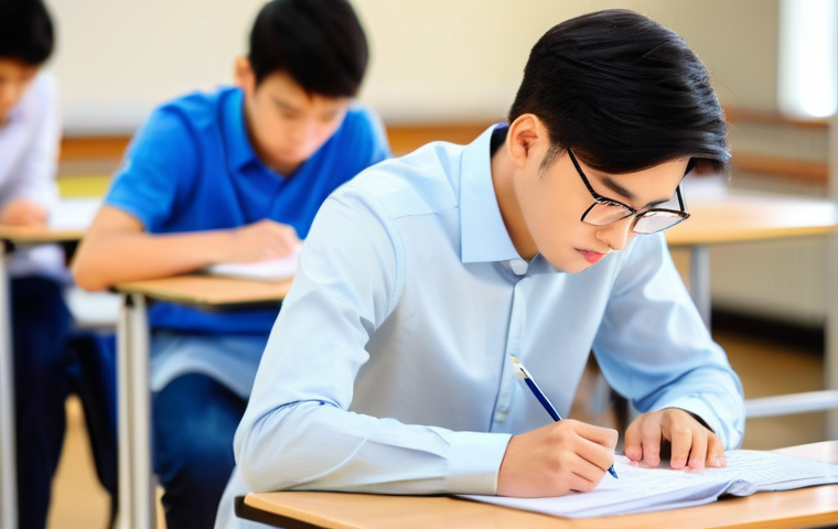 HSK 독해 파트 점수 올리기 - **Prompt 2: Immersive Chinese Reading at Home**
    A young woman, approximately 20-30 years old, is...