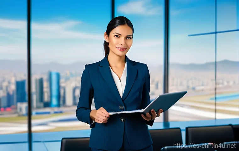 HSK 자격증으로 직무 전환 성공 사례 - **Prompt 1: The Global Professional's Passport**
"A confident, elegant Hispanic woman in her ear...