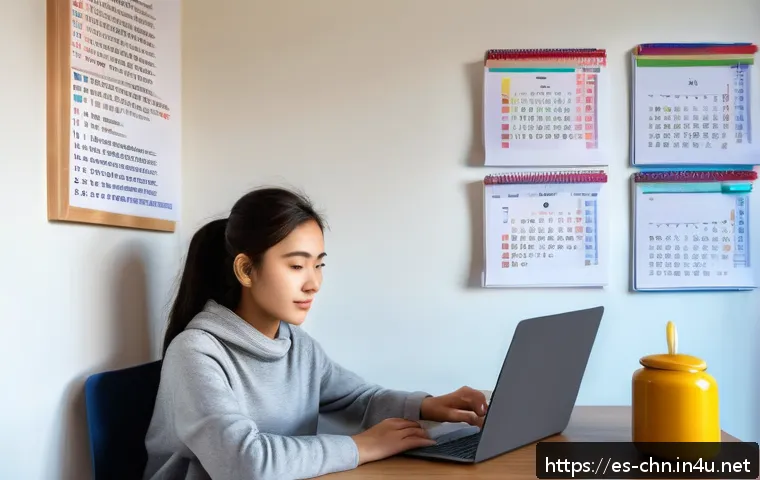 HSK 독학자를 위한 Q A 모음 - A cozy modern study room with a young Hispanic adult focused on self-studying Chinese for the HSK ex...